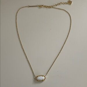 Kendra Scott Gold Necklace with White Opal Stone